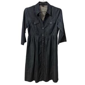 Theory Dark Indigo Button-Front Mini Shirt Dress